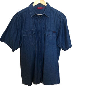 West Coast Connection Loose Fit Chambray Denim  Button Up Shirt Large